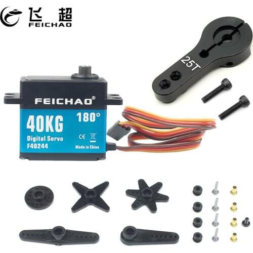 FEICHAO 40kg 180/270/360 Degree Waterproof High Torque Brushless Servo Metal Gear Digital Servo w 25T Arm for RC Car Boat Tank