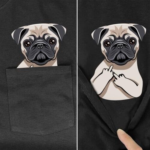 CLOOCL Funny T-Shirt Fashion Brand Summer Pocket Pug Dog Printed T-shirt Mens for Women Shirts Hip Hop Tops Funny Cotton Tees