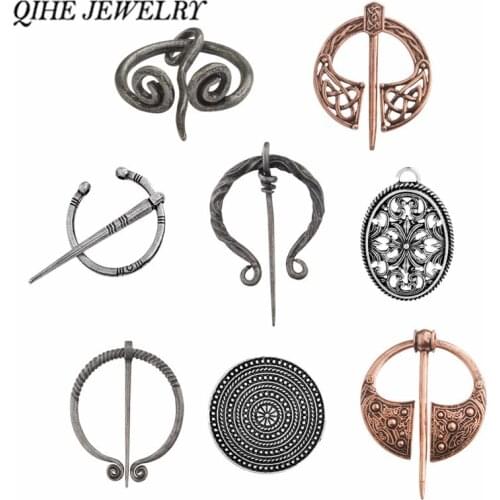 QIHE JEWELRY Penannular brooch Cloak pin Scarf buckle Medieval Norse Amulet Viking Jewelry Viking style Pins collection
