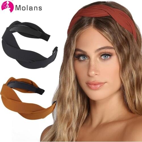 Molans Serpentine Cross Solid Headbands Toothed Comb Anti-slip Plastic New Women Braided Hairbands 5 cm Wide-brimmed Hair Hoops