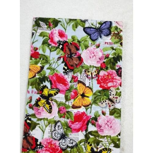 Lively Butterfly flying in blossom flower Cotton Fabric Rose Dramatic Printing Colorful Patchwork Textile Tissue Decor Home