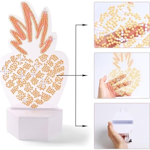 ZOOYA DIY Diamond Painting Led Light Lamp Special Shaped Diamond Mosaic Pineapple Cross Stitch Embroidery Diamond Art Home Gift
