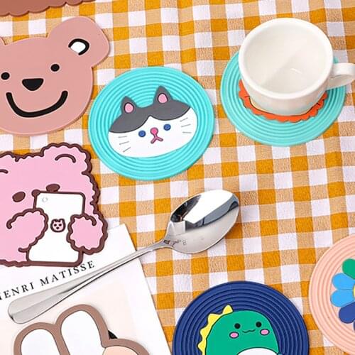 1Pcs Cartoon Animal Bar Mug Kitchen Accessories Silicone Coaster Drink Pads Dining Table Placemat Multi Purpose Heat Resistant