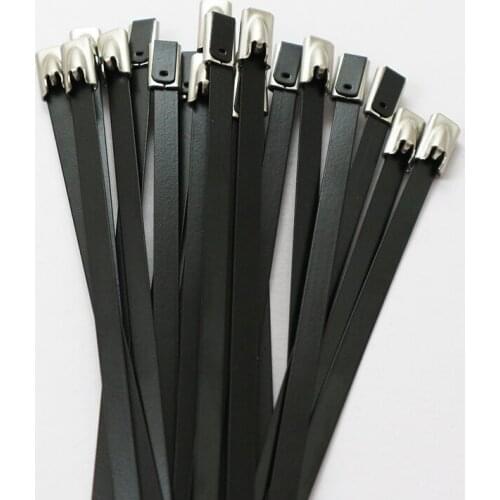 25pcs 12x150/200/260/300/350/400/450/500 to 700mm Stainless Steel Cable Ties Locking Metal Zip-Exhaust Wrap Coated Multi-Purpose