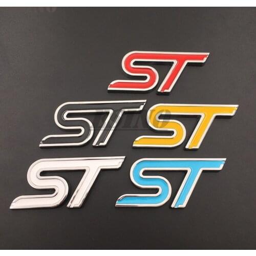 3D ST Car Trunk Zinc Alloy Badge Emblem For Car Rear Body Tailgate Accessories Adhesive Styling Badge for Ford Focus Fiesta Edge