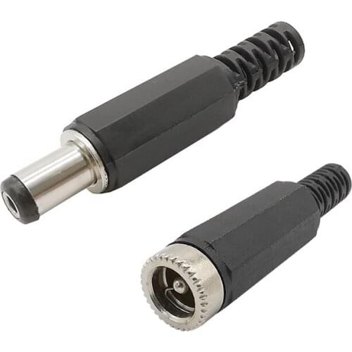 5/10Pair 5.5mm x 2.1mm DC Power Female Male Connectors 5.5 * 2.1mm DC Jack Socket Electric Wire Adapter Pulg For DIY Projects