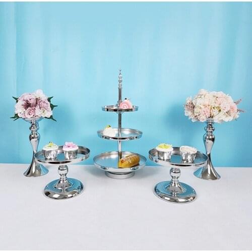 1pcs -11pcs decorated wedding cakes cupcake tools silver color mirror tray
