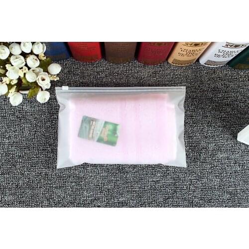 50pcs/lot-24*15cm 20 Silk Small Size Frosted PE Plastic Zipper Bag Socks Towel Silk Scarves Storage Bag