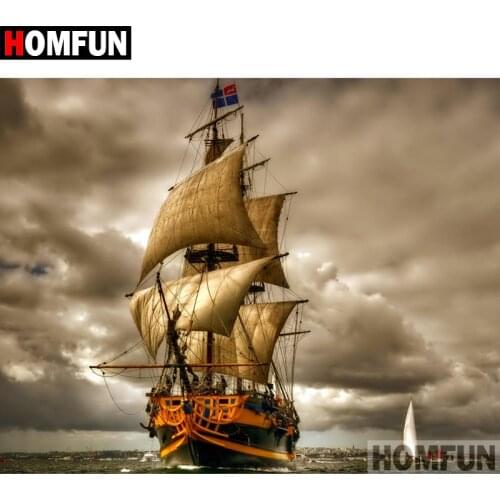 HOMFUN Diamond Embroidery DIY Diamond Painting Cross Stitch Kit "Ship sailing" 5D Needlework Diamond Home Decoration A00950