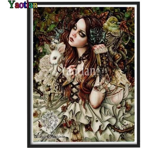 Diy Diamond painting Cartoon girl bunny and bird 5d cross stitch full square round diamond embroidery mosaic stitch home decor