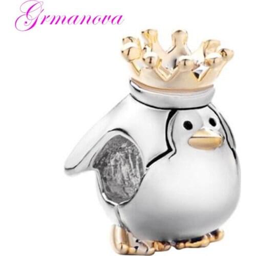 Beads Jewelry Making Bracelet Jewelry Classic Pop Pendant Golden Crown Penguin Charm Beads Fit Pandora Necklace bracelet
