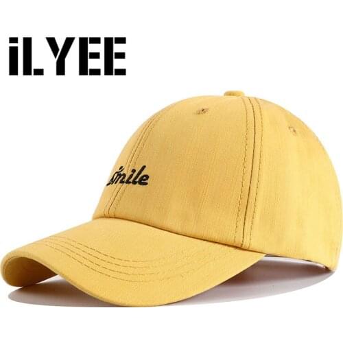 2020 New Designer Mens Yellow White Smile Embroidery Cotton Baseball Cap Hip Hop Golf Snapback Dad Caps for Women Men Casquette