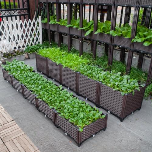 Balcony Vegetable Planting Box Large Plastic Growing Basin Garden Combination Pot Planting Trough Outdoor Roof Courtyard