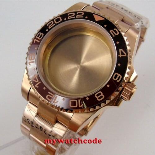 40mm Rose Gold ceramics Coated Watch Case and Watch Band Fit ETA 2836 MIYOTA Movement