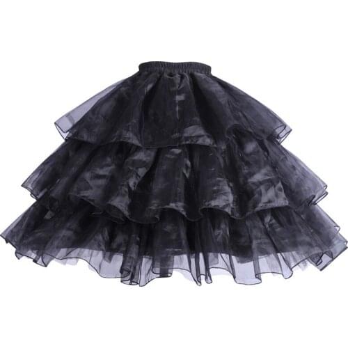 Black Gothic Lolita Skirts Layered Ruffles Chiffon and Lace Lolita A Skirts