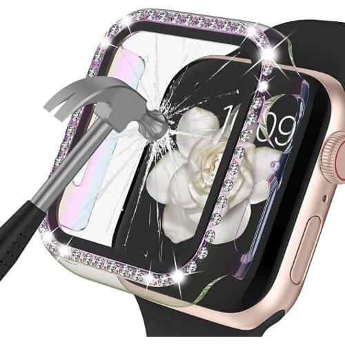 For apple watch case with Tempered Glass Screen Protector Series SE/6/5/4 40mm 44mm for iwatch case women Anti-Scratch Bumper