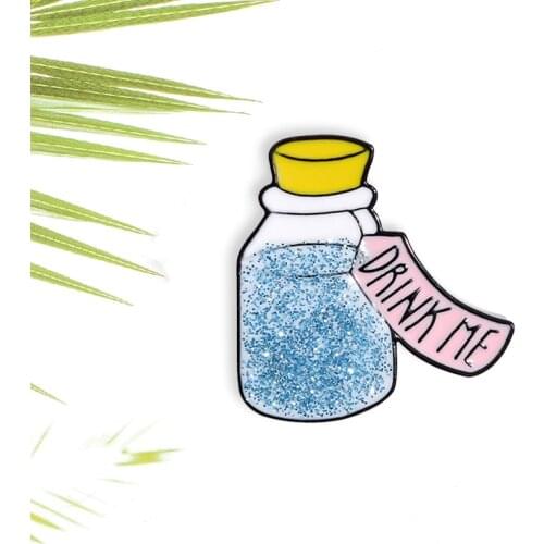 Starry sky wish bottle enamel pin blue powder cork powder label dream badge bag punk clothes lapel brooch jewelry gift to friend