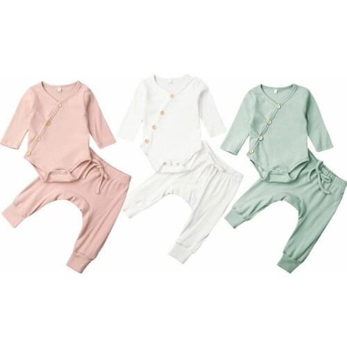 Emmababy Newborn Kid Baby Boy Girl Clothes Comfy Jumpsuit Romper Long Pants Outfit Set