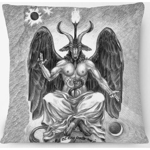 Halloween Festival Cushion Cover Devil Goat Satan Horror Pattern Pillow Case 45X45cm Sofa Chair Decoration