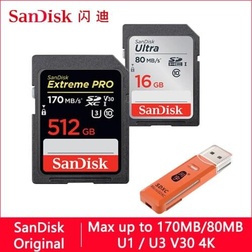 SanDisk Extreme Pro/Ultra SD Card 128GB 64GB 32GB 512GB 256G 16GB SD 128gb Flash Memory Card SD U1/U3 4K V30 Cards SDXC SDHC