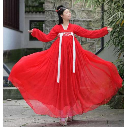 Chinese Fan Dance Costume Dreesse for Sweeth Sixteen Red Chinese Traditional Dress Hanfu Women Han Fu Chinese Outfit