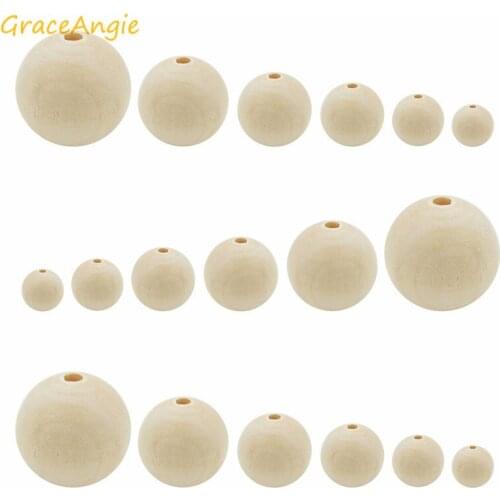 15-200pcs DIY Natural Ball Round Spacer Wooden Beads Eco-Friendly Natural Color Wood Beads Lead-Free Wooden Balls Perle en Bois