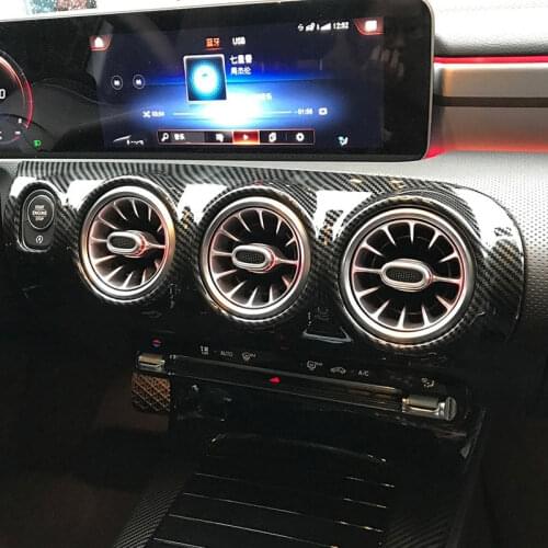 LHD! Carbon Fiber Interior Center Console Air Vent Cover Trim for Mercedes-Benz A Class W177 V177 2019-2021 CLA C118 W118 2020