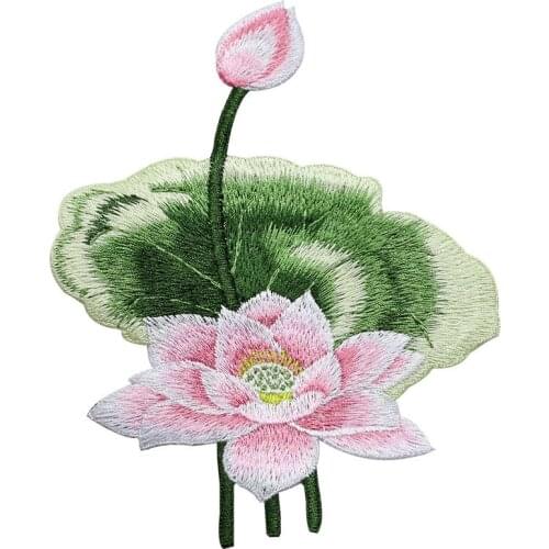 Lotus Embroidery Flowers Appliques Wedding Dress Accessories Diy Sewing Craft Patches Applications for Clothes T Shirt Bag Shoes