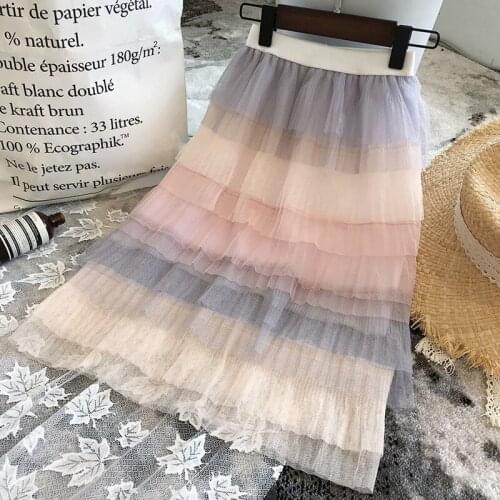 Baby Girl Skirt Rainbow Multi-layer 2019 Skirts for Girls Princess Colorful Fluffy Soft Tulle Tutu Skirt Kids Pleated Skirts