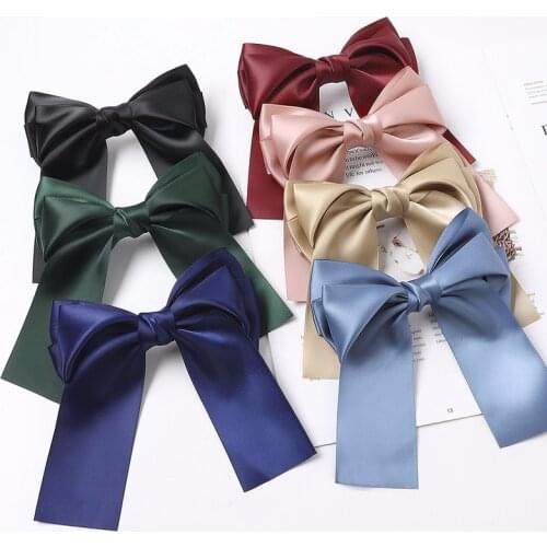 Fashion Hair Clips for Women Colorful Solid Color Bow Hair Clip Satin Cloth Hair Clips Girls Hairclip Headdress Hair Accessories