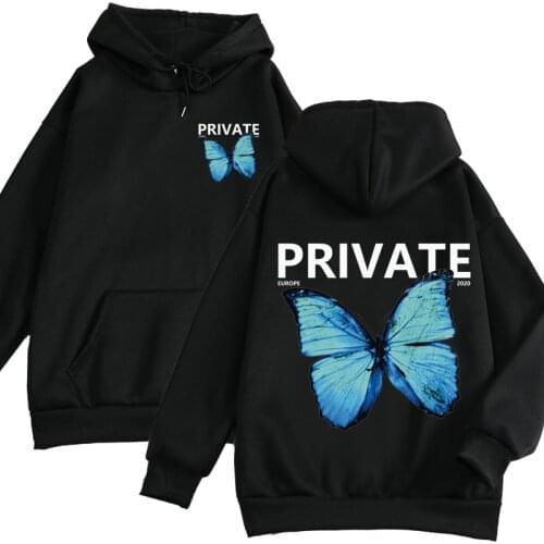 2021 Men Hip Hop Sweatshirt Hoodie Color Butterfly Streetwear Harajuku Pullover Hoodie Cotton Fleece Winter Autumn Black Hoodie