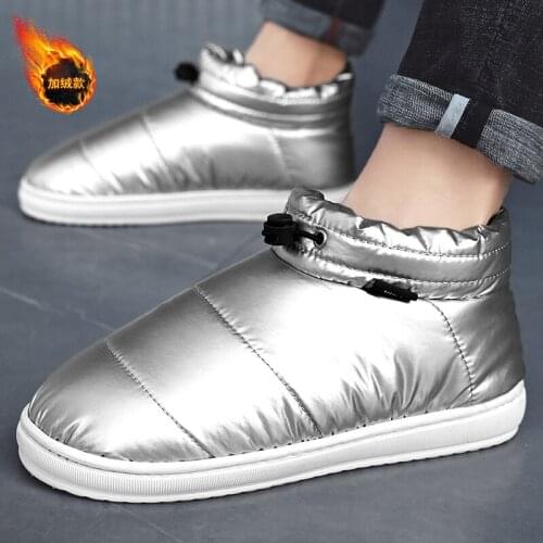 2021 Hot Sale Men Ankle Boots Cotton Shoes Fashion Sliver Mens Warm Boots Home Casual Shoes Winter Platform Plush Man Snow Boot