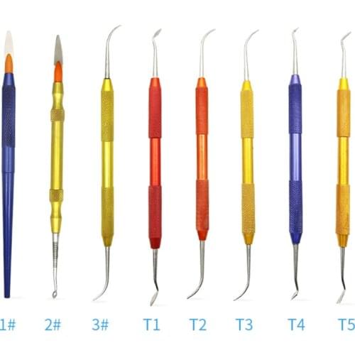 Dental Lab Stainless Steel Colorful Wax Plaster Carving Tool Set on stone model work and wax caving excellent quality