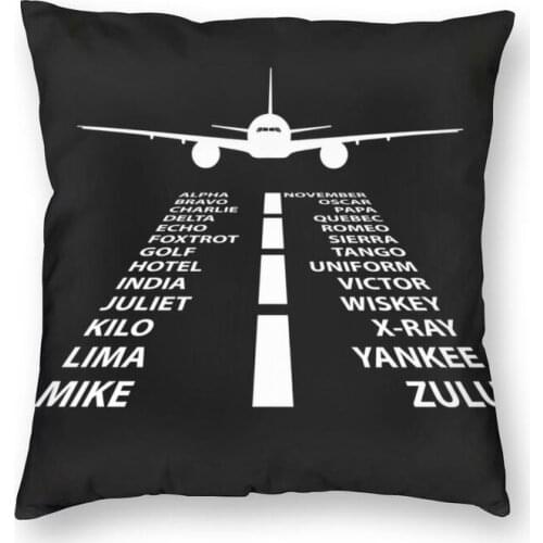 Phonetic Alphabet Pilot Airplane Throw Pillow Cover Home Decor Square Air Fighter Cushion Cover Pillowcover for Living Room