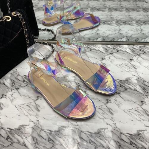 2021 Summer New Womens Sandals Fashion Flat Magic Color Outdoor Womens Shoes Plus Size 41