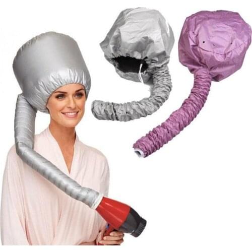 Portable Soft Hair Drying Cap Bonnet Hood Hat Blow Dryer Attachment Curl Tools Gray Dry Hair Cream Cap