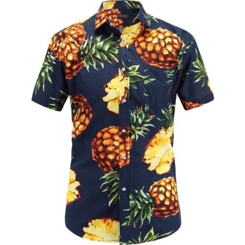 Casual Men Shirts 2019 New Fashion Cotton Summer Turn-down Collar Short Sleeve Hawaiian Shirt Print Blusas Plus Size S-3XL