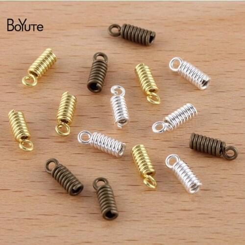 BoYuTe (200 Pieces/Lot) Fit 1.5MM 2MM Rope 3*8MM Metal Brass Spring Rope Clasps Diy Handmade Jewelry Accessories Parts