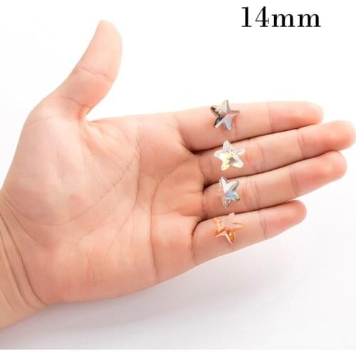 Handmade Starfish Shape Beads 100pcs 14mm Multicolor Crystal Beads Charm Glass Bead Loose Spacer Bead For DIY Jewelry Making