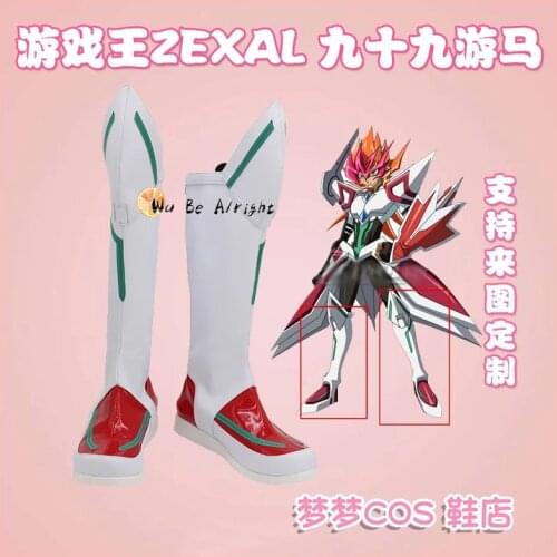 Yu-Gi-Oh! Yugioh Zexal Yuma Tsukumo ZEXAL II Red Cosplay Shoes Long Boots Leather Custom Made Any Size