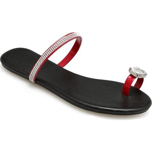 2020 New Fashion Open Toe Summer Sandals Slipper With Diamond Flats Shoes Woman