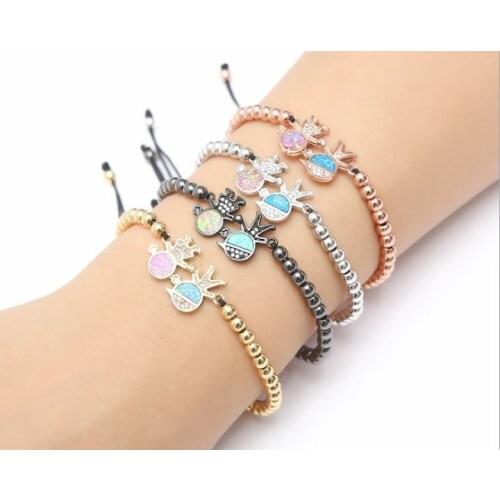 Gold silver micro pave cz Cubic Zirconia rope adjusted Copper Beads Bracelet gilr boy hjj3 Charm Braided Bangles Women