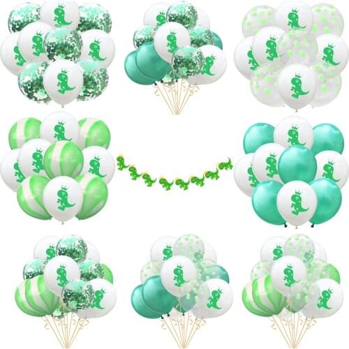 1set Catoon Dinosaur Balloons Banner DIY Latex Confetti Ballons Kids Girl Birthday Party Baby Shower Childrens Day Garden Decor