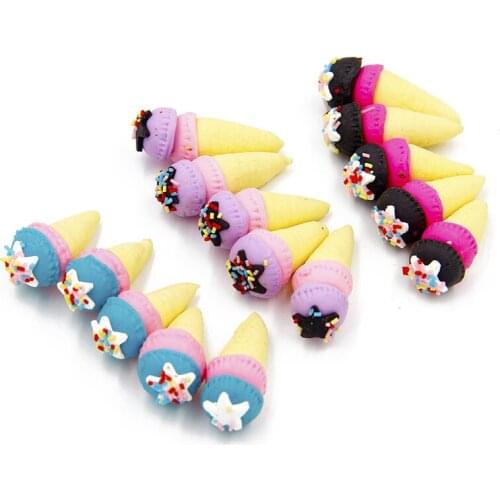 10Pcs Cute Ice-cream Polymer Clay Accessories Figurines DIY Craft Supplies Kids Basteln Hair Accessories Cake Decor Art Material