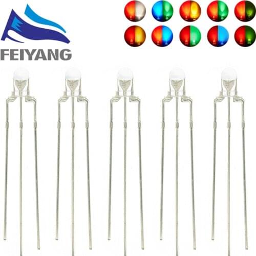 100PCS 3MM Round Clear Lens Two Color Common Anode/Cathode LED Red Warm White Blue Yellow Green Bi-Color Diode Light