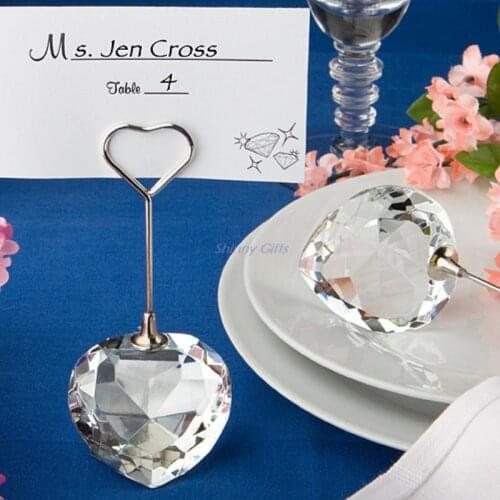 100pcs/Lot+Choice Crystal Collection Heart Design Place Card Holder Crystal Wedding Favors+FREE SHIPPING