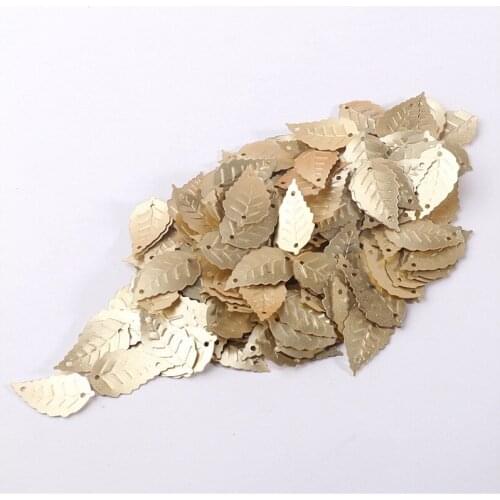 100pcs Matte Gold 13*22MM Leaf Shape Sequins With 2 Hole &Paillettes Sewing Glitter Sticker On Cloth DIY Women Garment Accessory