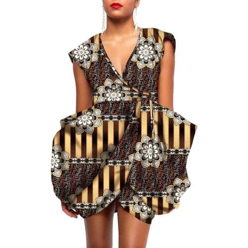 2019 african dresses for women AFRIPRIDE ankara print dashiki bazin riche sleeveless women dress batik pure cotton S1825039