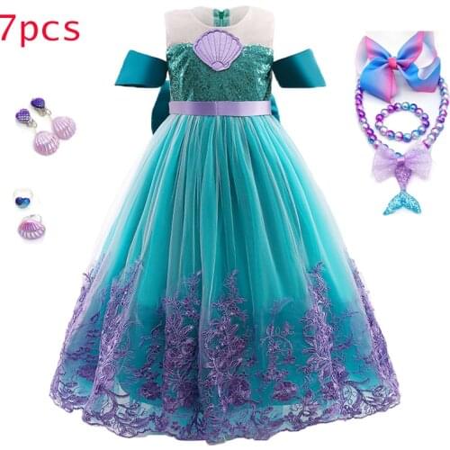 2021 Fashion Princess Dress Girl Costume Set Party Cosplay Wedding Dress Kids Birthday Gift Long Dress For Girls 3-10 Year Old
