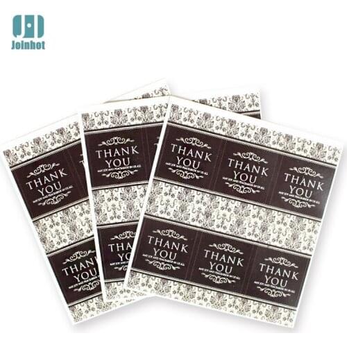 60pcs Thank you black flower Christmas Gift Kraft Sticker Cookie/Cake/Gift Labels s Kitchen Sweets Party Seal